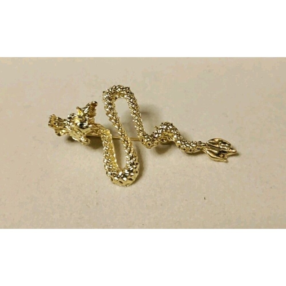 Gold Tone Dragon Brooch Pin